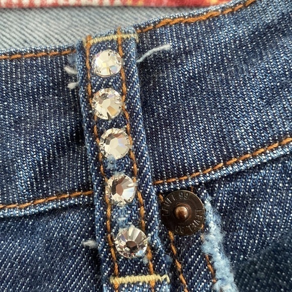 Level 99 flared leg darker denim jeans with rhinestone belt loops. - Picture 11 of 16